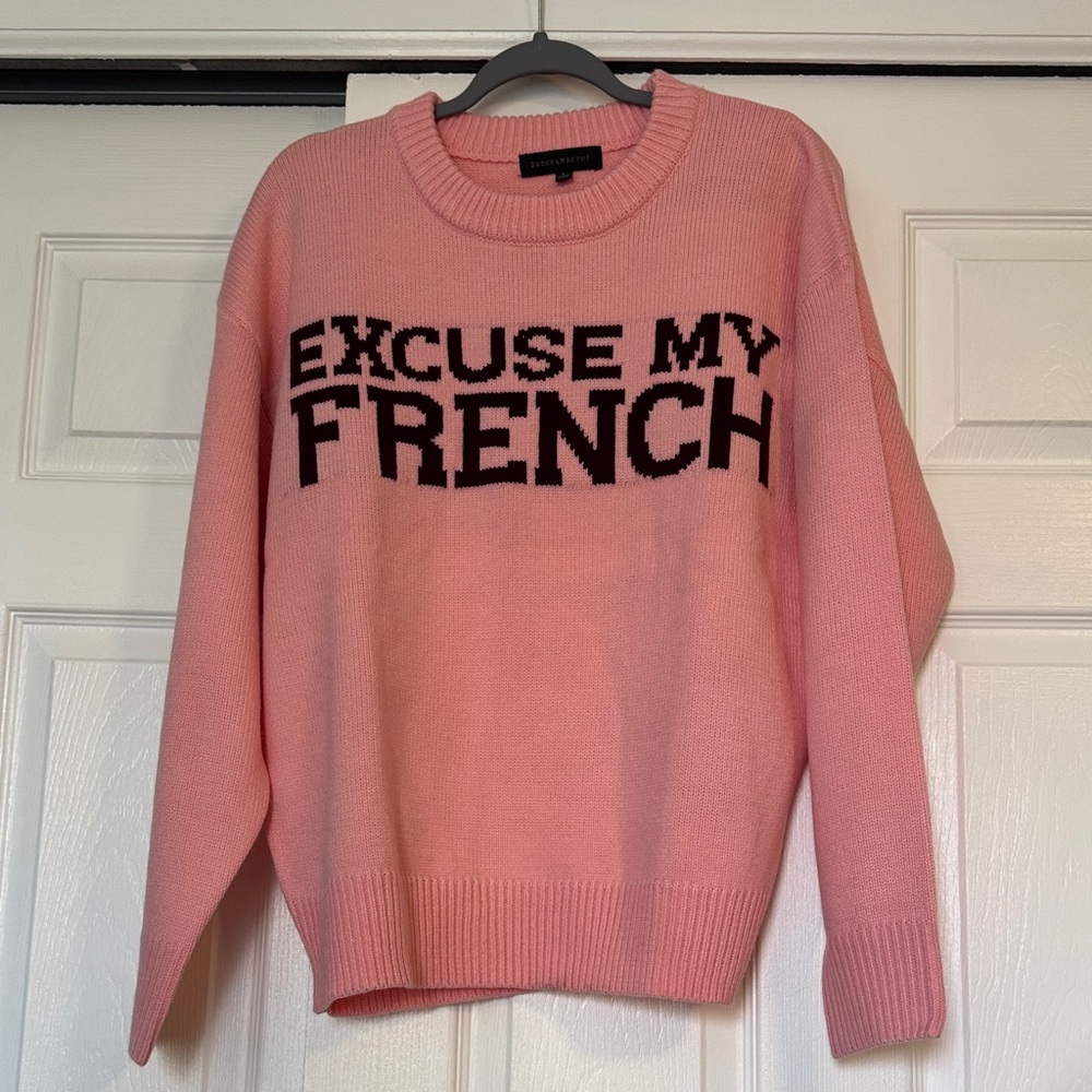 Dance & Marvel Pink Sweater with Black Text